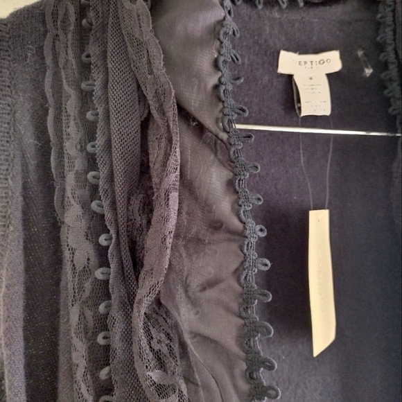 Vertigo Paris Black Ruffled Lace Cardigan - Picture 6 of 7